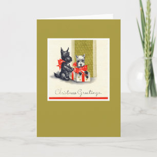 Cartes Pour Fêtes Annuelles Vintage Christmas Terrier Dog