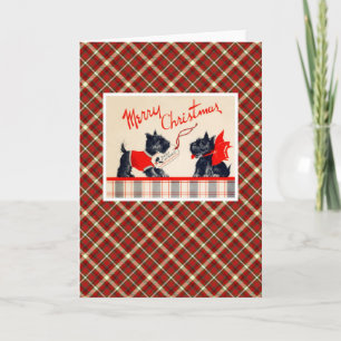 Cartes Pour Fêtes Annuelles Vintage Christmas Terrier Dog