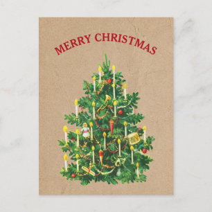 Cartes Pour Fêtes Annuelles Vintage Christmas Tree Festive Kraft papier Brown