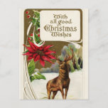Cartes Pour Fêtes Annuelles Vintage Christmas Wish Deer<br><div class="desc">Vintage Christmas Wish Deer</div>