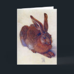 Cartes Pour Fêtes Annuelles Vintage Christmas, Young Hare de Durer<br><div class="desc">Facile de customiser la carte de Noël,  il suffit d'ajouter vos noms! Young Hare (1502) de l'artiste Albrecht Dürer (1471-1528) est un portrait animal d'art vintage de la Renaissance. Un lapin de champ de bébé dans un pré de neige blanche pendant la saison d'hiver. Une jolie créature forestière.</div>