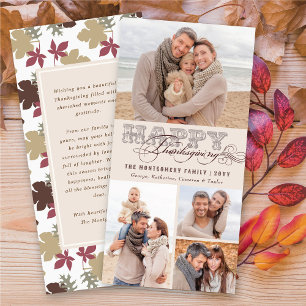 Cartes Pour Fêtes Annuelles Vintage Classic Scrolls Bon thanksgiving 4 Photo