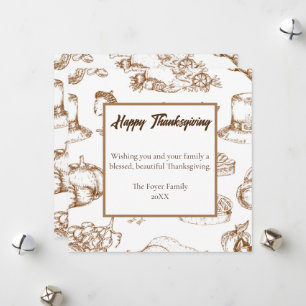 Cartes Pour Fêtes Annuelles Vintage classique Thanksgiving minimaliste Rustiqu