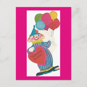 Cartes Pour Fêtes Annuelles Vintage Clown Valentine