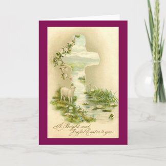 Cartes Pour Fêtes Annuelles Vintage Cross And Lamb Easter Card