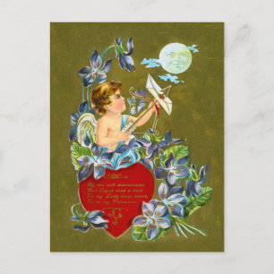 Cartes Pour Fêtes Annuelles Vintage Cupid & Moonbeam Valentine