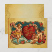Cartes Pour Fêtes Annuelles Vintage Cupid Valentine (Devant / Derrière)