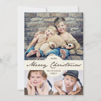 Cartes Pour Fêtes Annuelles Vintage Cursive Joyeux Collage photo de Noël