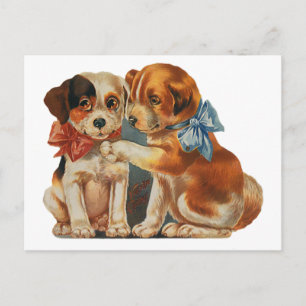 Cartes Pour Fêtes Annuelles Vintage Cute Valentine's Puppy Love, Two Dog Mutts