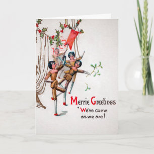 Cartes Pour Fêtes Annuelles Vintage Dancing Wooden Dolls