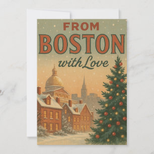 Cartes Pour Fêtes Annuelles Vintage De Boston Avec Amour Noël