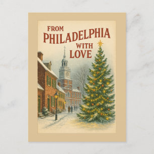 Cartes Pour Fêtes Annuelles Vintage De Philadelphie Avec Noël D'Amour