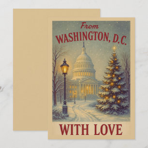 Cartes Pour Fêtes Annuelles Vintage De Washington, DC Avec Noël D'Amour