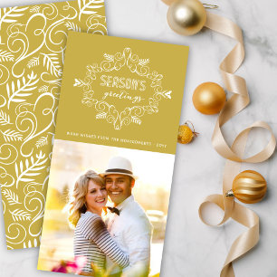 Cartes Pour Fêtes Annuelles Vintage Déco Foliage Cadre Saison Salutations Phot