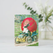 Cartes Pour Fêtes Annuelles Vintage Easter Bunny Driving (Debout devant)