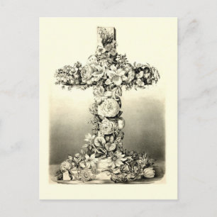 Cartes Pour Fêtes Annuelles Vintage Easter Floral Christian Cross 1869