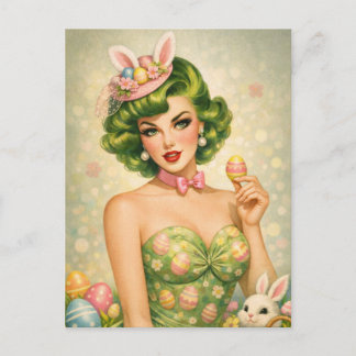 Cartes Pour Fêtes Annuelles Vintage Easter Pin-Up Postcard