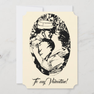 Cartes Pour Fêtes Annuelles Vintage Edwardian Valentine soldat femme crème