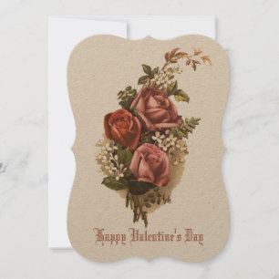 Cartes Pour Fêtes Annuelles Vintage époque victorienne Roses rouges Saint Vale