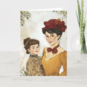 Cartes Pour Fêtes Annuelles Vintage femme fille