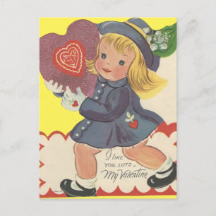 Cartes Pour Fêtes Annuelles Vintage fille avec bonbon Valentine