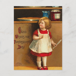 Cartes Pour Fêtes Annuelles Vintage Fille En Attente De La Tarte D'Action De G