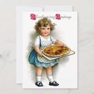 Cartes Pour Fêtes Annuelles Vintage Fille Thanksgiving avec tarte