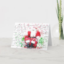 Vintage Français Père Noël (Aquarelle) Noel blanc