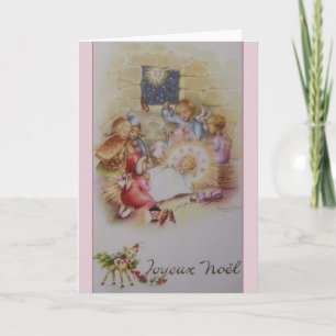 Cartes Pour Fêtes Annuelles Vintage French Joyeux Noël Nativity Christmas Card