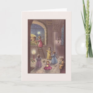 Cartes Pour Fêtes Annuelles Vintage French Joyeux Noël Nativity Christmas Card