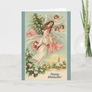 Cartes Pour Fêtes Annuelles Vintage German Angels Christmas Greeting Card