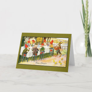 Cartes Pour Fêtes Annuelles Vintage German Gnome Frohes Pâques Easter Card