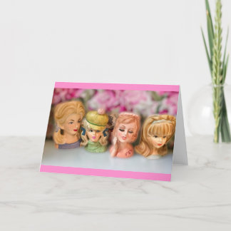 Cartes Pour Fêtes Annuelles Vintage Glamor Lady Girl Head Vases Toutes les occ