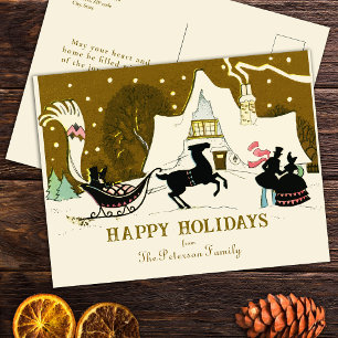 Cartes Pour Fêtes Annuelles Vintage Gold Noël fête scène hiver