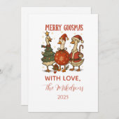 Cartes Pour Fêtes Annuelles Vintage Goose Christmas (Devant / Derrière)
