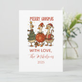 Cartes Pour Fêtes Annuelles Vintage Goose Christmas (Debout devant)