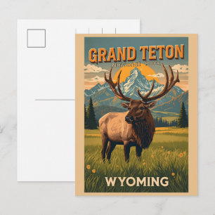Cartes Pour Fêtes Annuelles vintage Grand Teton Parc National Wyoming Rétro