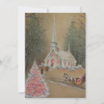 Cartes Pour Fêtes Annuelles Vintage hiver Noël<br><div class="desc">Arbre de Noël rose vintage et Carte de Vacances Eglise.</div>