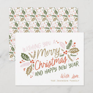 Cartes Pour Fêtes Annuelles Vintage Holly Bright Typographie Noël