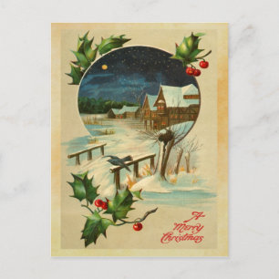Cartes Pour Fêtes Annuelles Vintage Holly Christmas Postcards