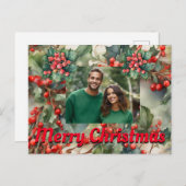 Cartes Pour Fêtes Annuelles Vintage Holly Feuilles Holly (Devant / Derrière)