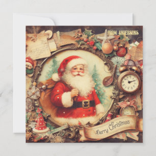 Cartes Pour Fêtes Annuelles Vintage illustration rétro Santa Claus souriant