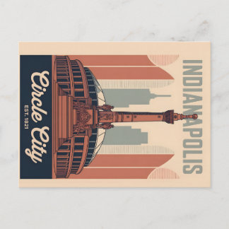 Cartes Pour Fêtes Annuelles Vintage Indianapolis Indiana Retro Cityscape Art