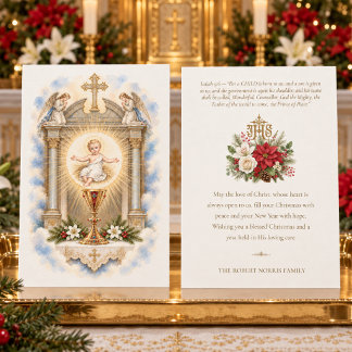 Cartes Pour Fêtes Annuelles Vintage Jésus bébé catholique dans l'Eucharistie F