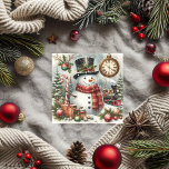 Cartes Pour Fêtes Annuelles Vintage Jingle Bells & Christmas Snowman<br><div class="desc">Bague dans l'esprit de vacances avec notre adorable carte de vacances à plat avec cloches vintages et un bonhomme de neige de Noël gai! Ce design charmant capte parfaitement la joie de la saison, ce qui en fait un moyen idéal pour envoyer des voeux chaleureux à la famille et aux...</div>