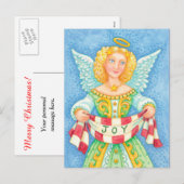 Cartes Pour Fêtes Annuelles Vintage Joie Ange Noël (Devant / Derrière)