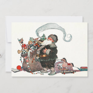 Cartes Pour Fêtes Annuelles Vintage Jolly Vieux Elfe Père Noël Cadeaux Noël