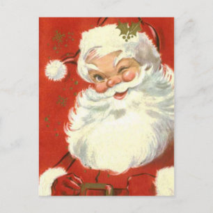 Cartes Pour Fêtes Annuelles Vintage Jolly Winking Père Noël