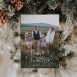 Cartes Pour Fêtes Annuelles Vintage Joyeuses Fêtes de Noël Photo Vertical<br><div class="desc">Carte photo de Noël amusante et festive avec police vintage avec tourbillon qui dit "happy holiday" avec des étoiles autour. Ajoutez votre photo de famille.</div>