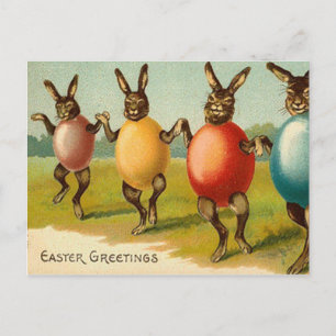 Cartes Pour Fêtes Annuelles Vintage Joyeux Bunny de Pâques Danser dans les oeu